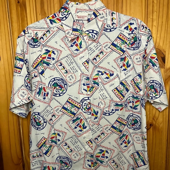 Huntington Ridge nautical Vintage Button Down Shirt - Picture 1 of 9